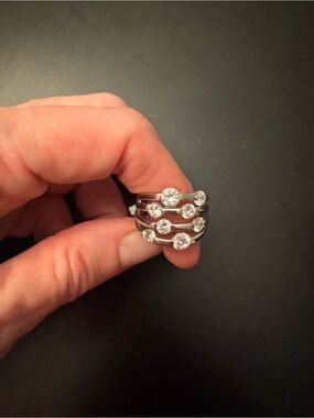 Sterling Silver Multi-Band Cubic Zirconia Stackable Ring - White